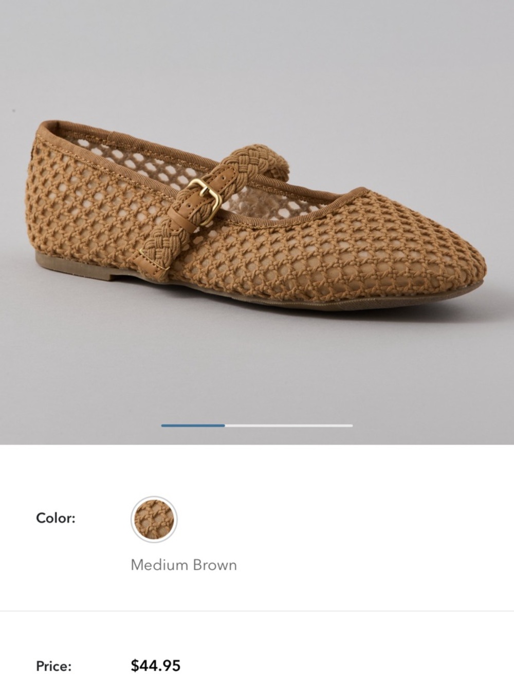 American Eagle Outfitters Medium Brown Woven Mary Jane Flats